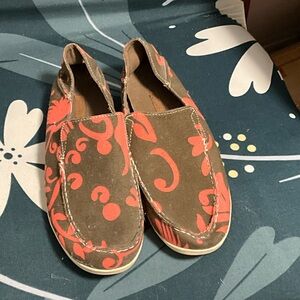 Olukai canvas floral slip on shoe